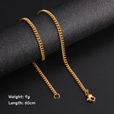 Long Box Chain Necklace 60cm Men Black Gold Women Punk Jewelry