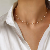 Natural Pearl Choker Necklace Chain Gold Women Jewelry