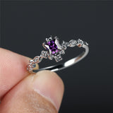 Vintage Square Black Zircon Ring Wedding Engagement For Women