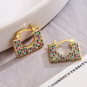 Luxury Bohemian Charm Hoop Earrings Rectangle Vintage Women Jewelry