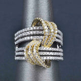 Luxury Two-tone Ring Lady Bright Anniversary Party Jewelry