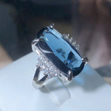 Sapphire Dark Blue Zircon Ring Female Anniverssary Jewelry Gift Women