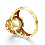 Oval Cut Citrine Art Deco Ring Yellow Gold For Women Jewelry Wedding