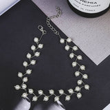 Natural Pearl Choker Necklace Chain Gold Women Jewelry