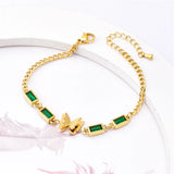 Welding Sanding Butterfly Square Bracelet Zircon Fine Jewelry Chain For Women