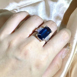Sapphire Dark Blue Zircon Ring Female Anniverssary Jewelry Gift Women
