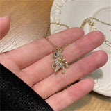 Flying Horse Wings Jewelry Set Earrings Necklace for Women Girls Cute Animal
