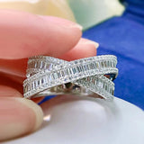 Luxury 925 Silver Diamond Ring Cross Wedding for Women Fine Jewelry