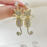 Luxury Zircon Water Drop Earrings for Women Opal Flower Jewelry