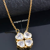 4 Heart Flower Pendant Necklace Gold Love Women Jewelry