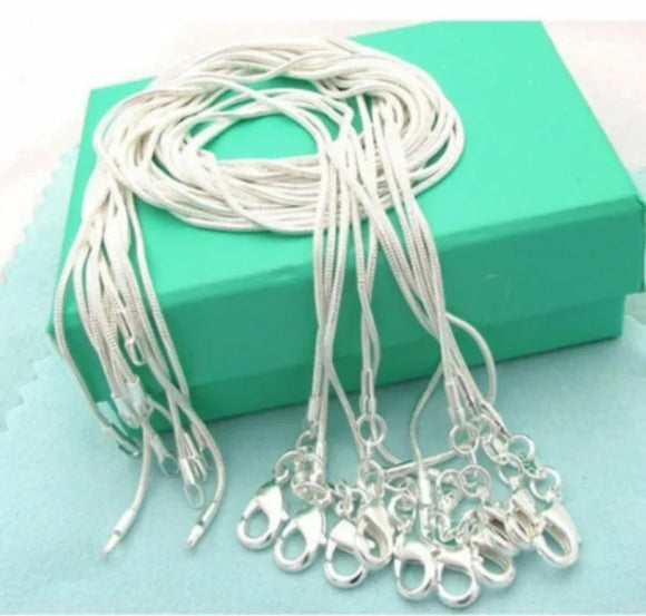 1mm Snake Chain Necklace 925 Sterling Silver Inch For Woman Jewelry