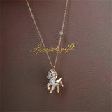 Flying Horse Wings Jewelry Set Earrings Necklace for Women Girls Cute Animal