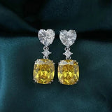 Short Drop Earrings with Flower Topaz Diamond for Women Eye Catching Party Wedding Jewelry - Genuine - Gemstone