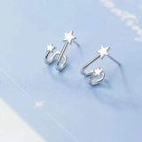 White Star Flower Climbing Earrings for Women Sliver Jewelry Gifts