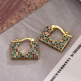 Luxury Bohemian Charm Hoop Earrings Rectangle Vintage Women Jewelry