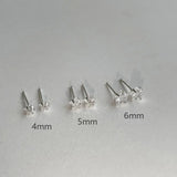 Real 925 Sterling Star Stud Earrings for Women Geometric Zircon Fine Jewelry