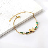 Welding Sanding Butterfly Square Bracelet Zircon Fine Jewelry Chain For Women