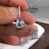 Short Drop Earrings with Flower Topaz Diamond for Women Eye Catching Party Wedding Jewelry - Genuine - Gemstone