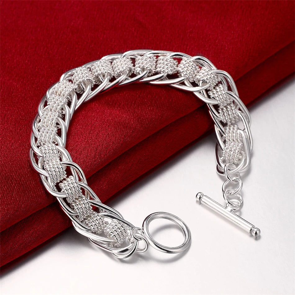 Silver Chain Solid Bracelet for Women Charm Party Gift Wedding Jewelry