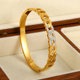 Zircon Heart Bamboo Bangle Bracelet for Women Wedding Jewelry