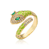 Enamel Expoxy Snake Rings For Women Zircon Party Jewelry Female
