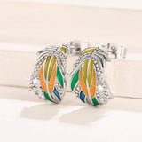 Colorful Enamel Feather Earrings for Women Exquisite Wedding Jewelry