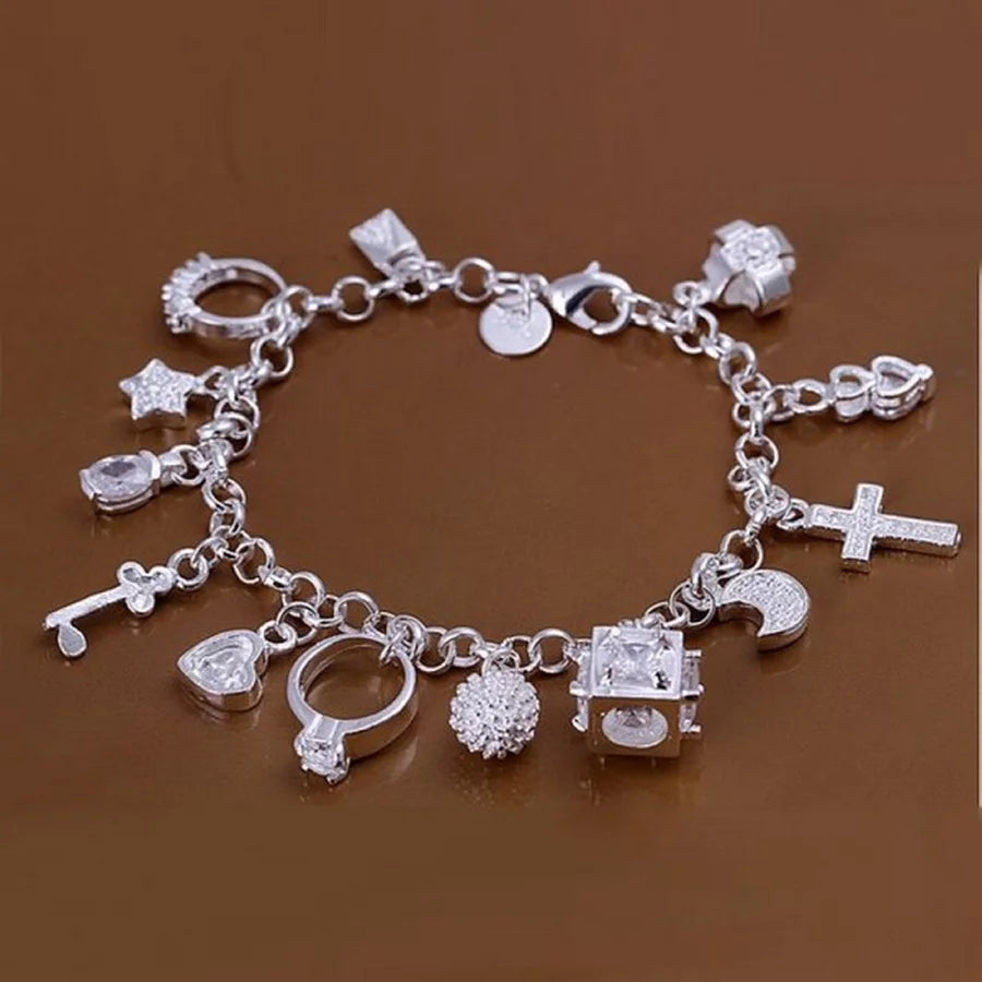 Silver Chain Solid Bracelet for Women Charm Party Gift Wedding Jewelry