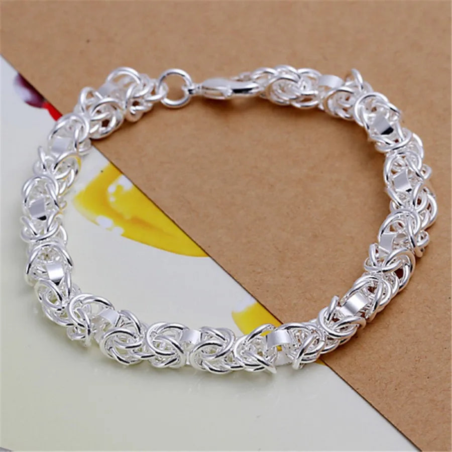 Silver Chain Solid Bracelet for Women Charm Party Gift Wedding Jewelry