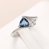 Unique Blue Zircon Ring for Women Engagement Jewelry