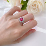 Red Ruby Gemstone Ring 925 Sterling Silver For Women Wedding Fine Jewelry