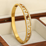 Zircon Heart Bamboo Bangle Bracelet for Women Wedding Jewelry