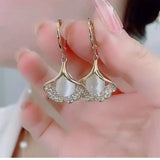 Luxury Zircon Water Drop Earrings for Women Opal Flower Jewelry