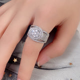 Full Bling Iced Out Zircon Ring Women for Engagement Jewelry