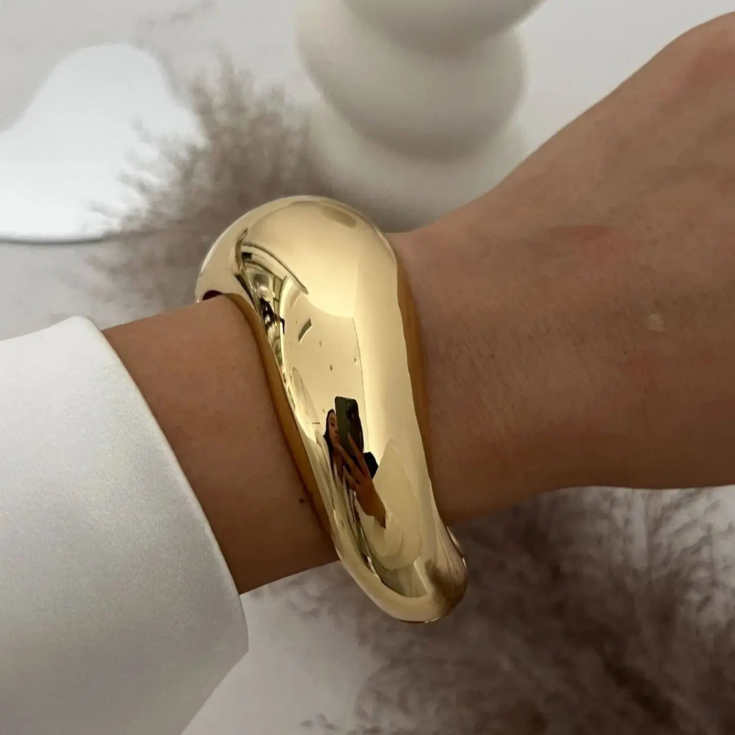 Vintage Wide Cuff Bangles Punk Gold Spring For Women Bracelets Jewelry