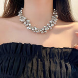 Luxury Multilayer Ball Pendant Necklace Punk Style Women Party Jewelry