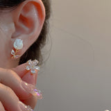 Luxury Zircon Water Drop Earrings for Women Opal Flower Jewelry