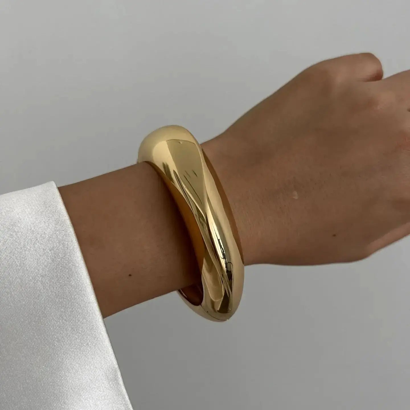 Hip Hop Metal Cuff Bangles Punk Gold Spring Bracelet For Women Jewelry