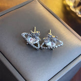 Women Heart Stud Earrings Silver Party Wedding  Jewelry