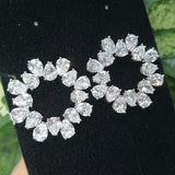 Charm White Crystal Necklace Fine Jewelry Set Ring Earring for Women Anniversary