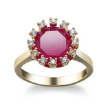 Thin Red Corundum Wedding Ring For Women Gold Eternity Jewelry