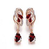 Pink Zircon Rose Gold Drop Earrings Jewelry Party Women