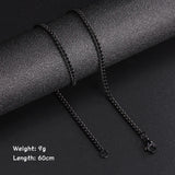 Long Box Chain Necklace 60cm Men Black Gold Women Punk Jewelry