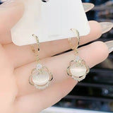 Luxury Zircon Water Drop Earrings for Women Opal Flower Jewelry