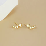 White Star Flower Climbing Earrings for Women Sliver Jewelry Gifts