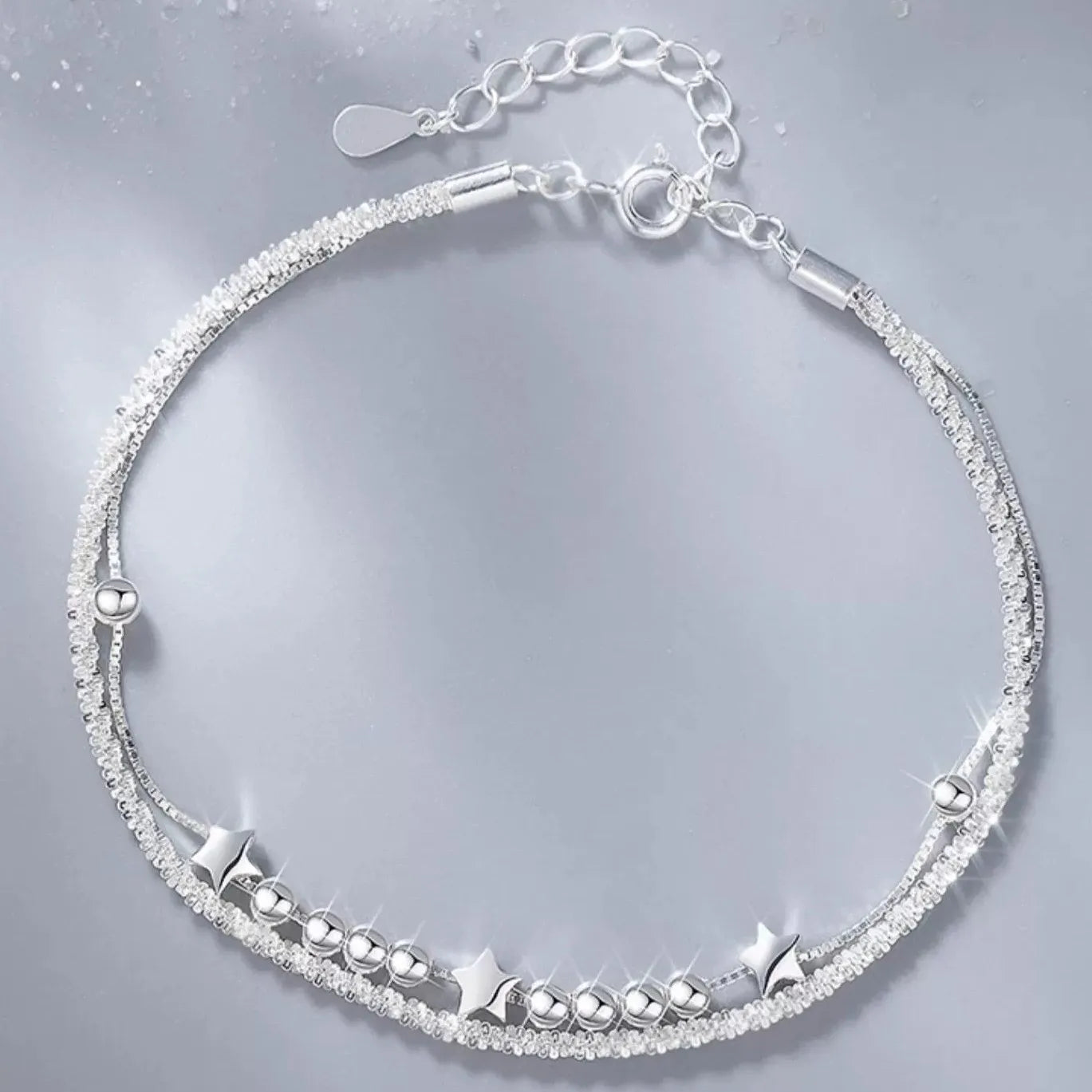 Multilayer Lucky Bead Bracelets 925 Sterling Woman Charm Party Jewelry