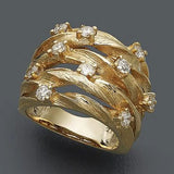  Luxury Twist Cocktail Ring for Women Gold Party Jewelry