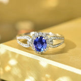 Luxry Oval Blue Wedding Ring Anniversary Women Engagement Jewelry