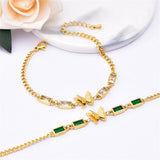 Welding Sanding Butterfly Square Bracelet Zircon Fine Jewelry Chain For Women