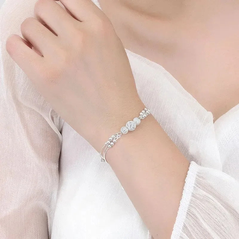 Multilayer Silver Beads Bracelets For Women Luxury Wedding Jewelery