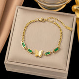Welding Sanding Butterfly Square Bracelet Zircon Fine Jewelry Chain For Women